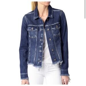 Paige Rowan Felix distressed raw hem denim jacket size Small NWT